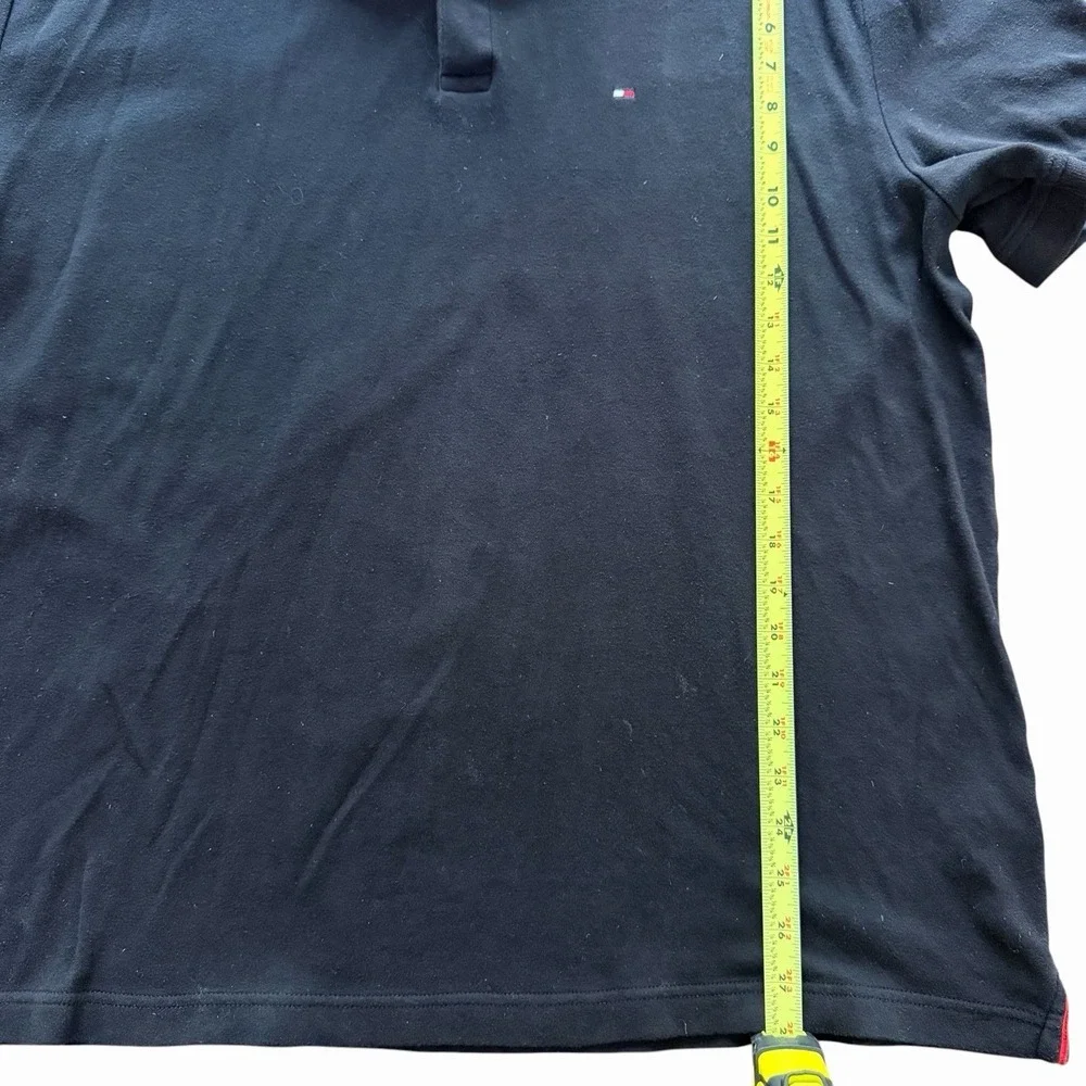 Tommy Hilfiger Polo Shirt Men Black‎ Custom Fit Short Sleeve Cotton Logo XXL